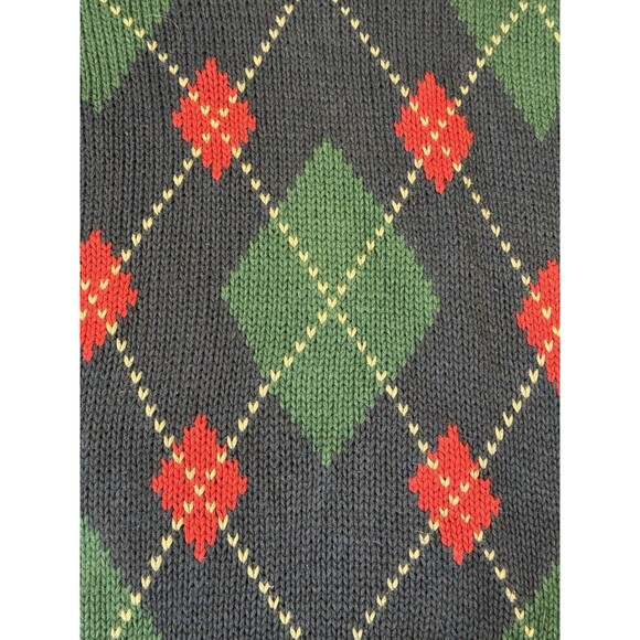 Vintage Structure Sweater Men’s XL Blue Argyle Cable Knit Sleeves Heavyweight - Picture 7 of 13